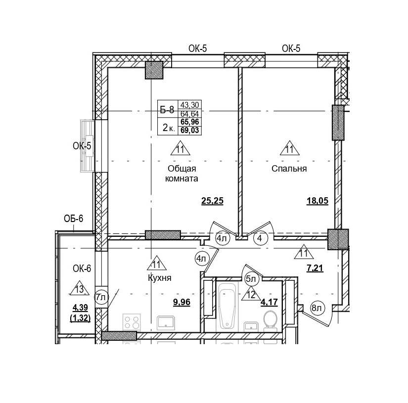 2 комн., 65.96 м²