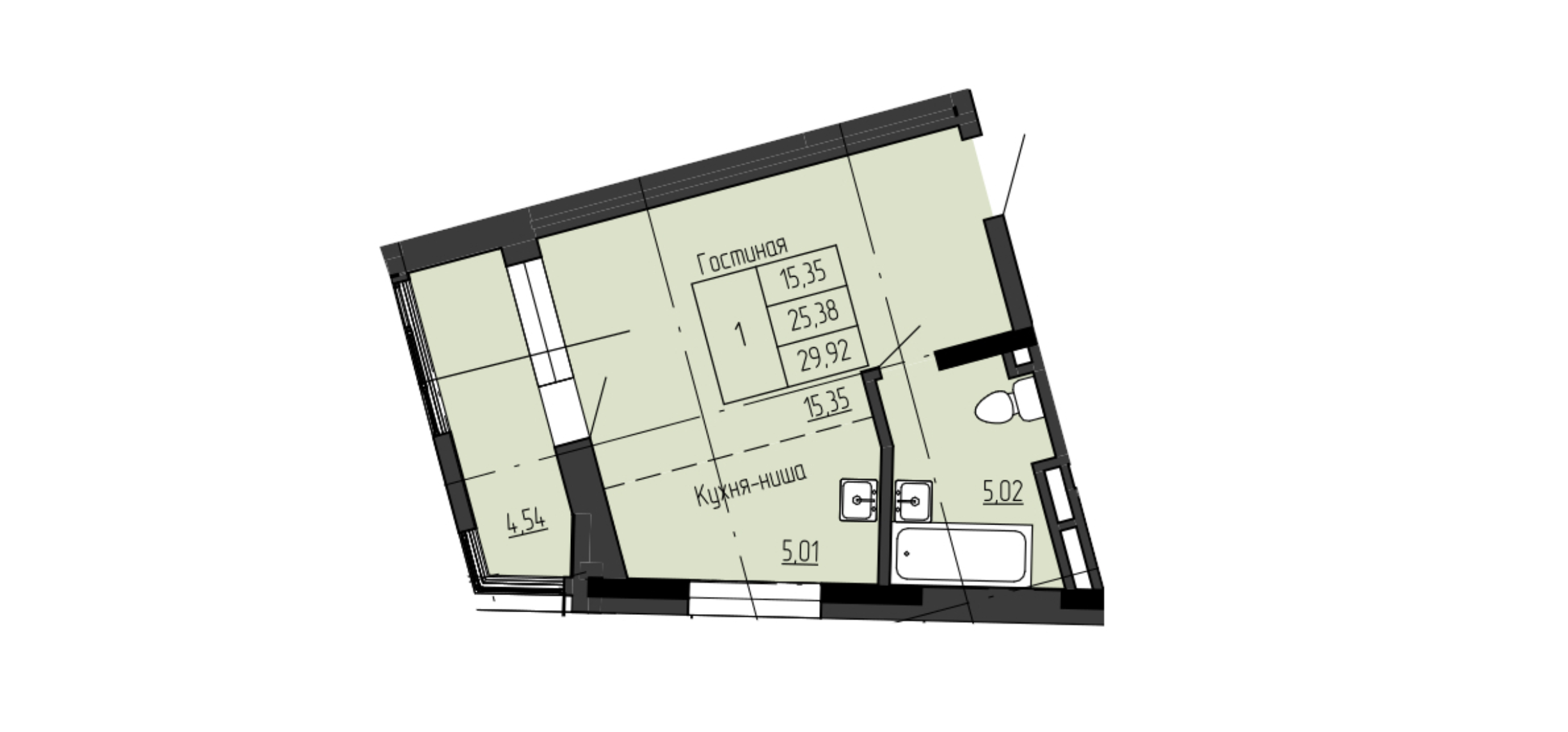 1 комн., 29.92 м²