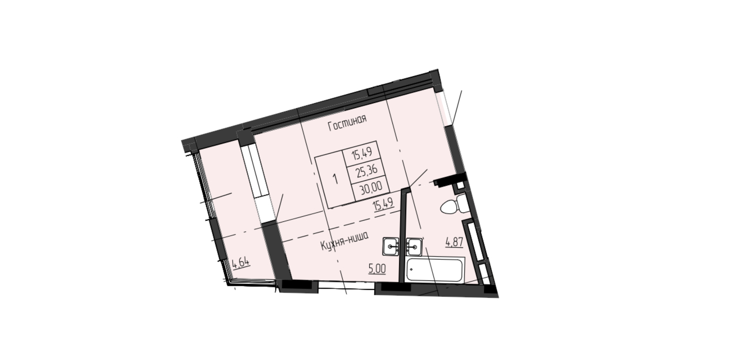 1 комн., 30.00 м²