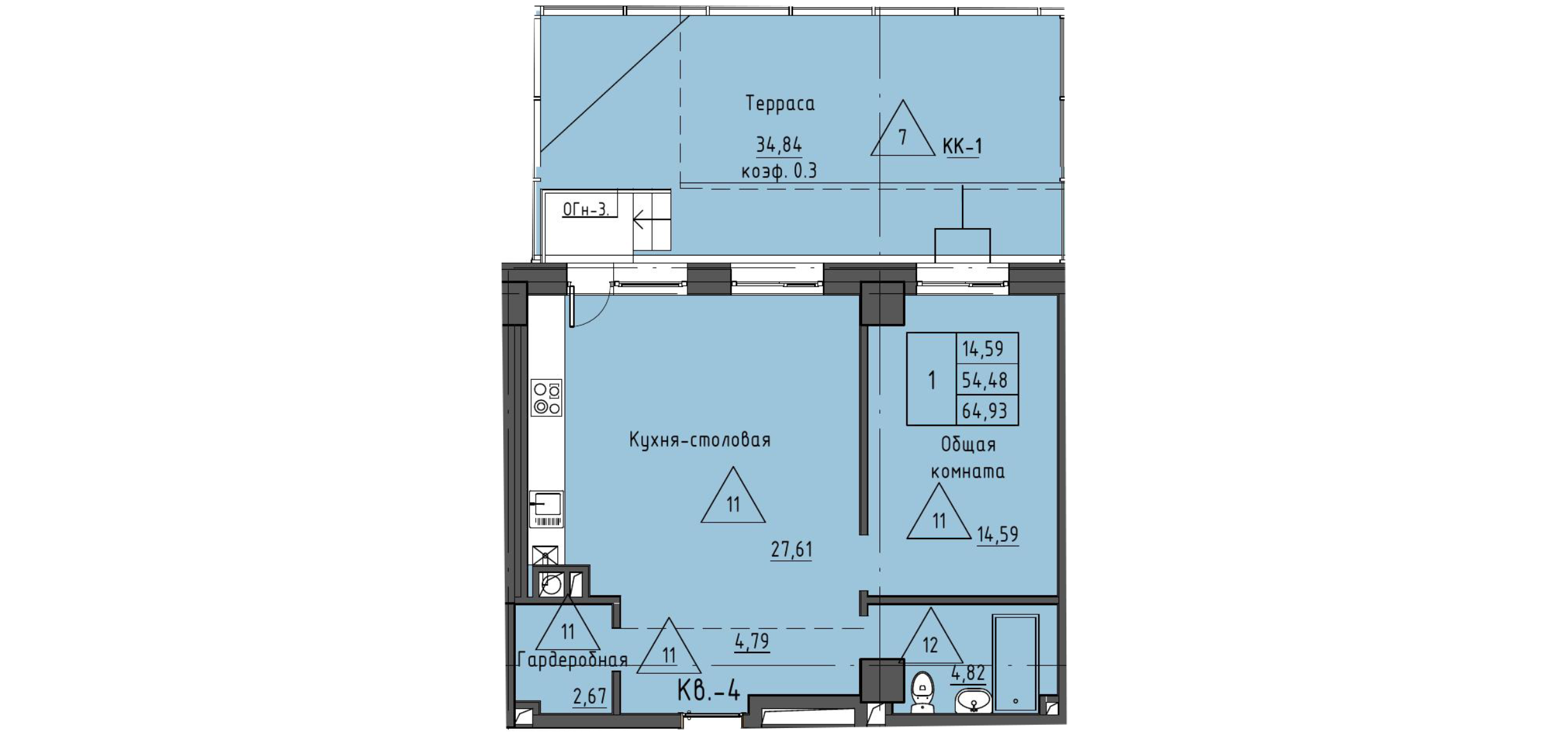 2 комн., 64.93 м²