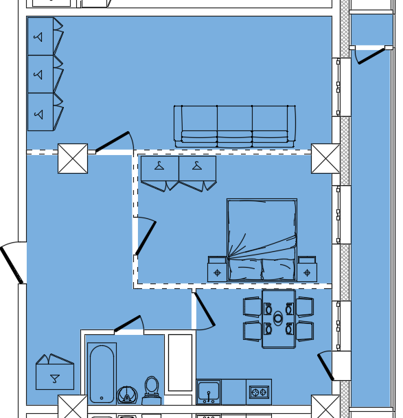 2 комн., 69.50 м²