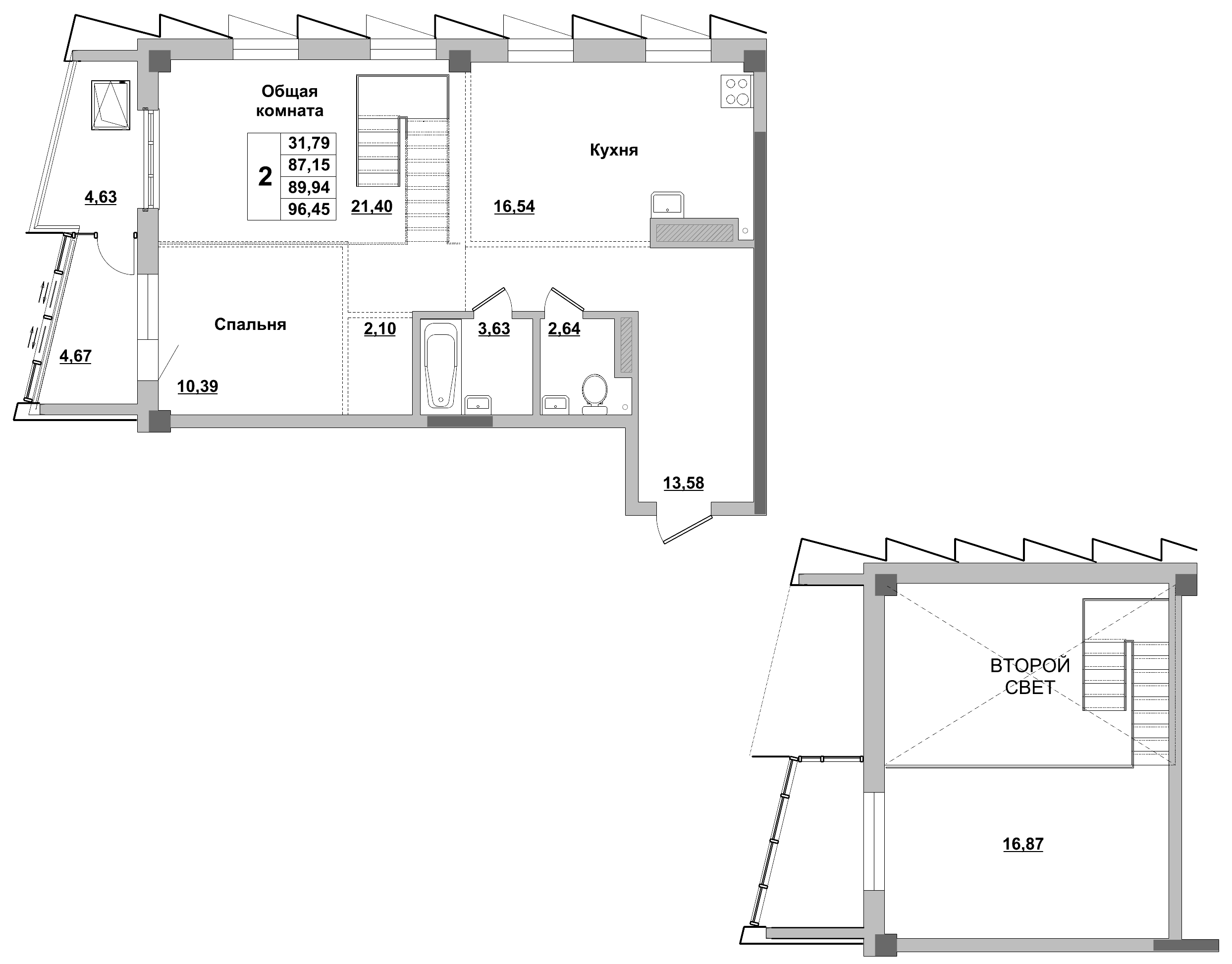 2 комн., 89.94 м²