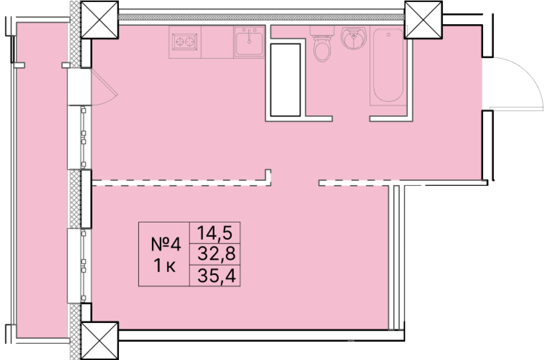 1 комн., 35.40 м²
