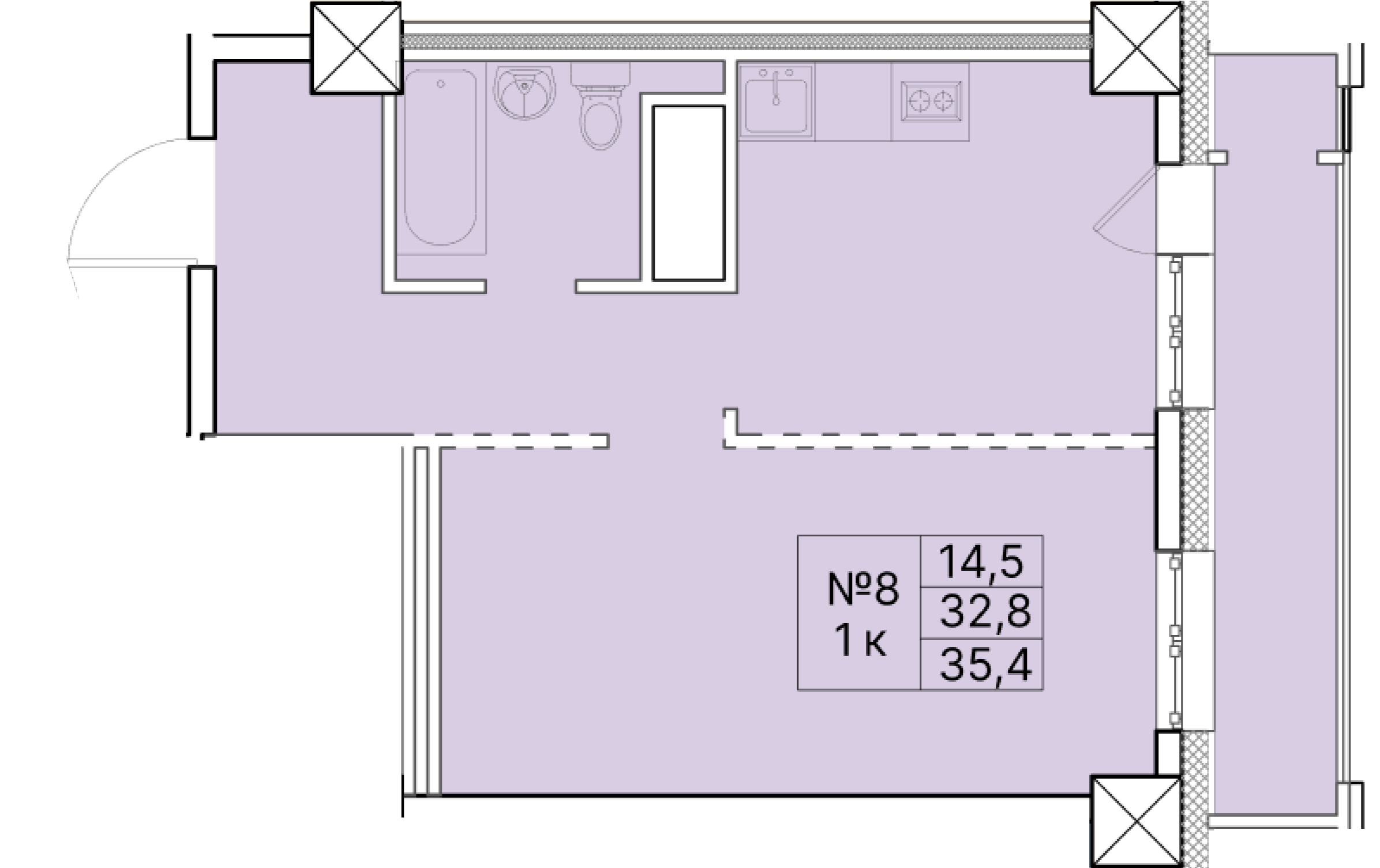1 комн., 35.40 м²