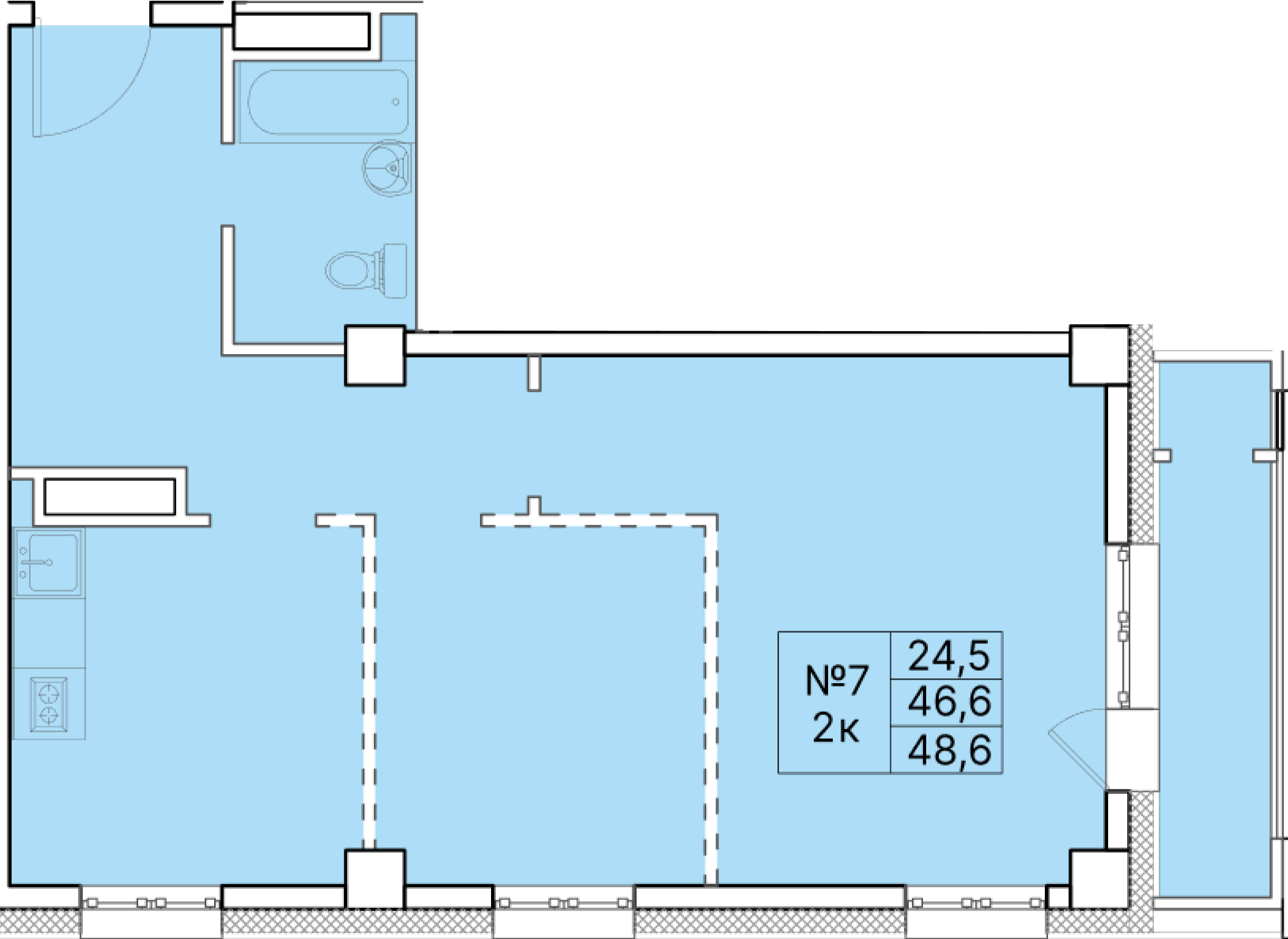 2 комн., 48.60 м²