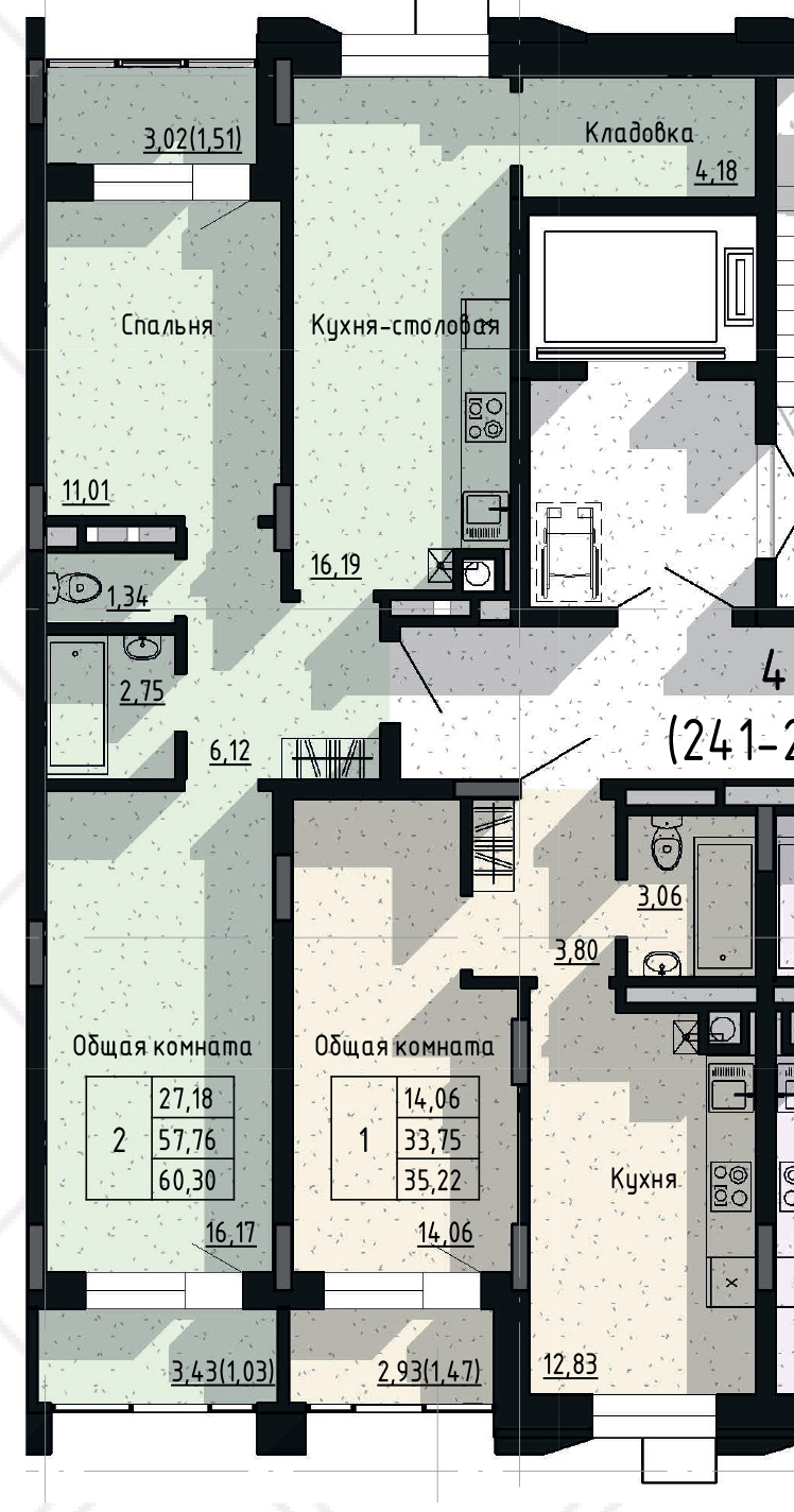 2 комн., 60.30 м²