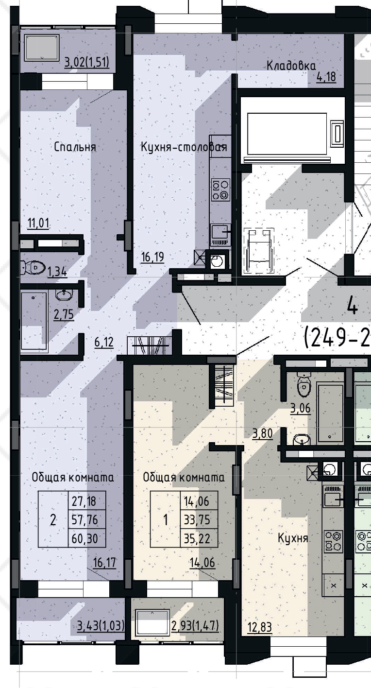 2 комн., 60.30 м²