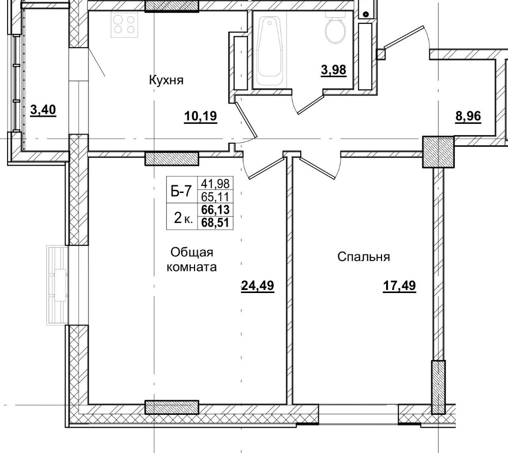 2 комн., 66.13 м²