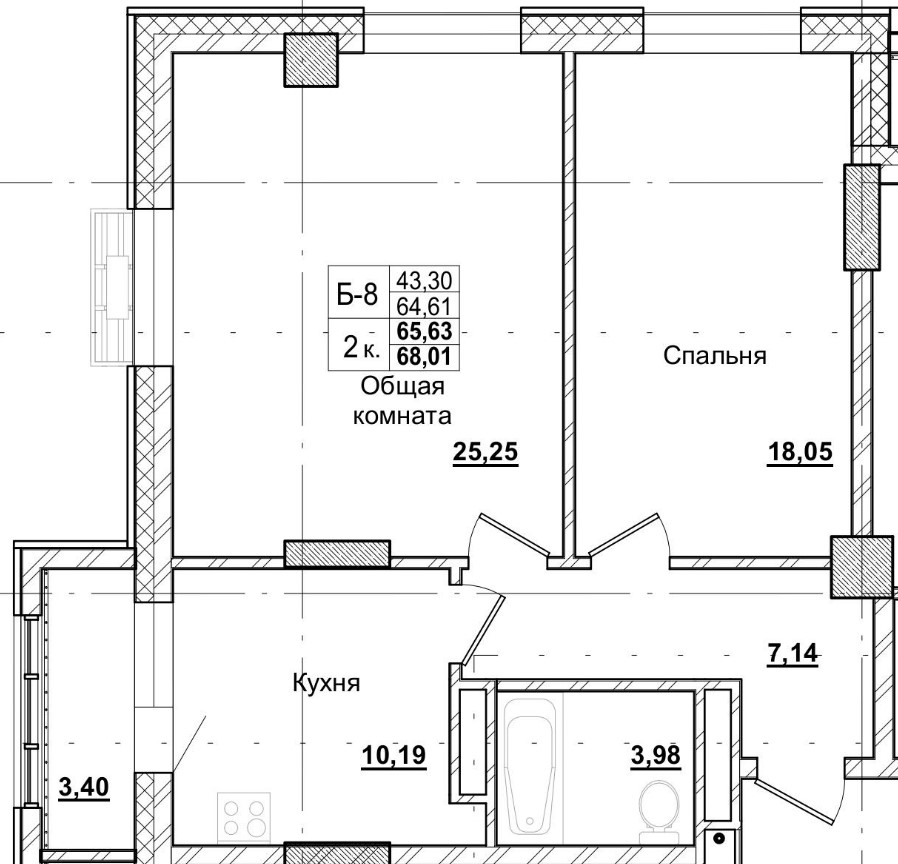 2 комн., 65.63 м²