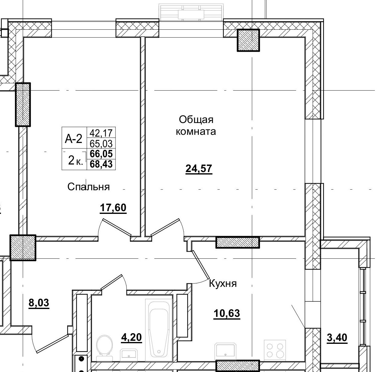 2 комн., 66.05 м²