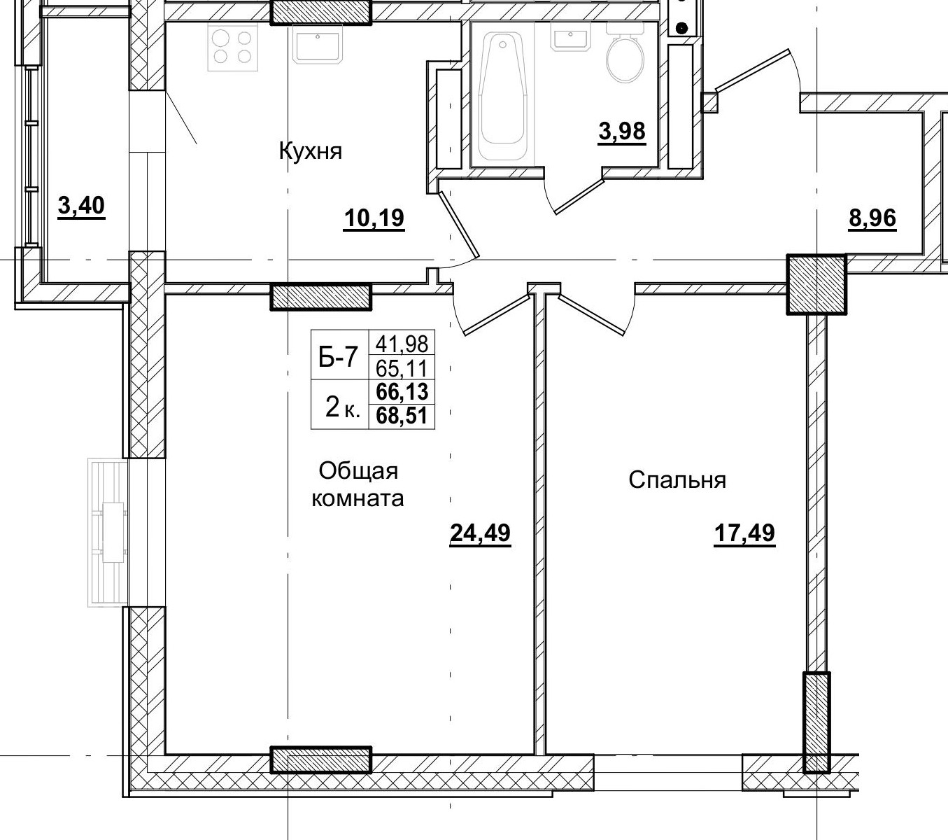 2 комн., 66.13 м²