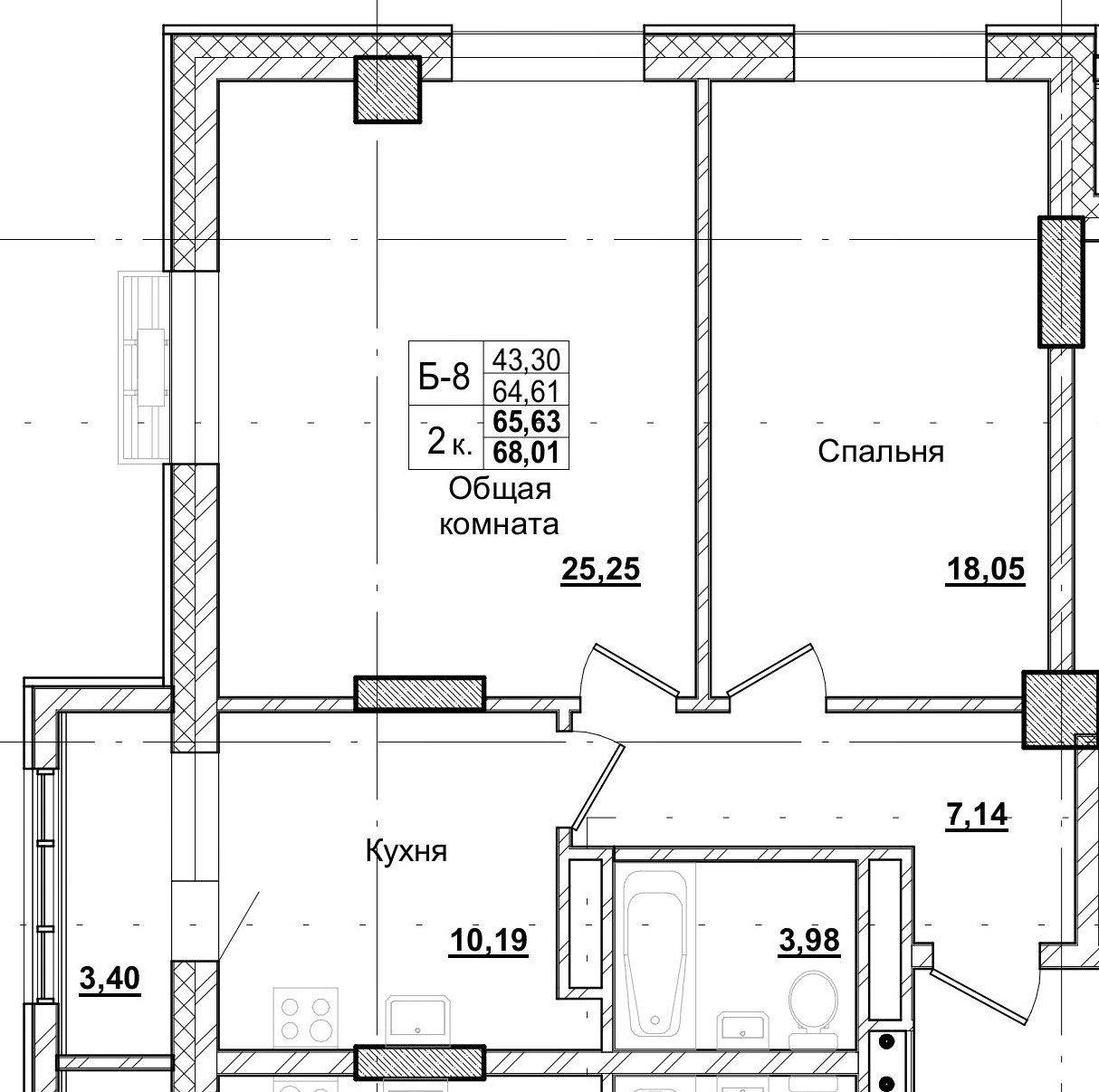 2 комн., 65.63 м²