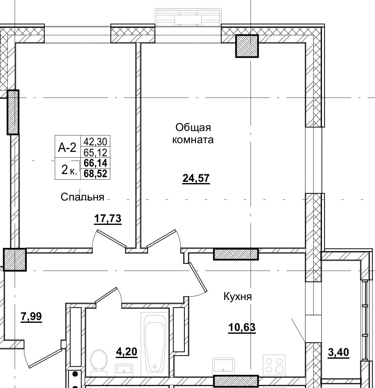 2 комн., 66.14 м²