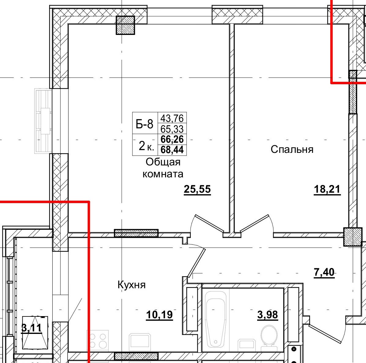 2 комн., 66.26 м²