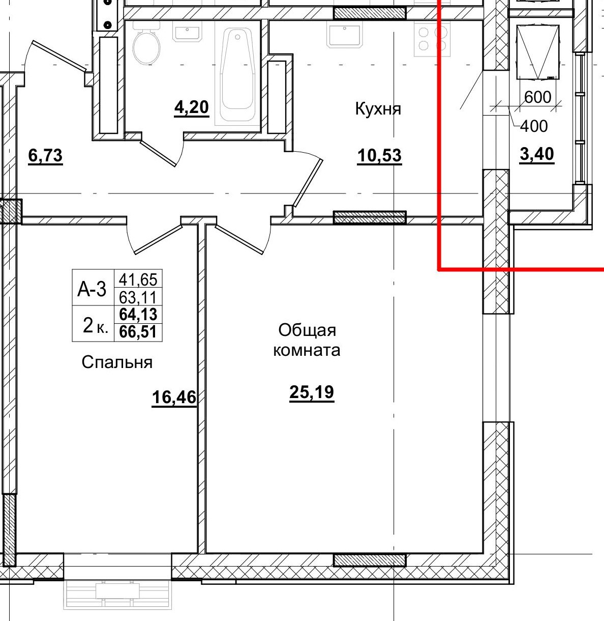 2 комн., 64.13 м²