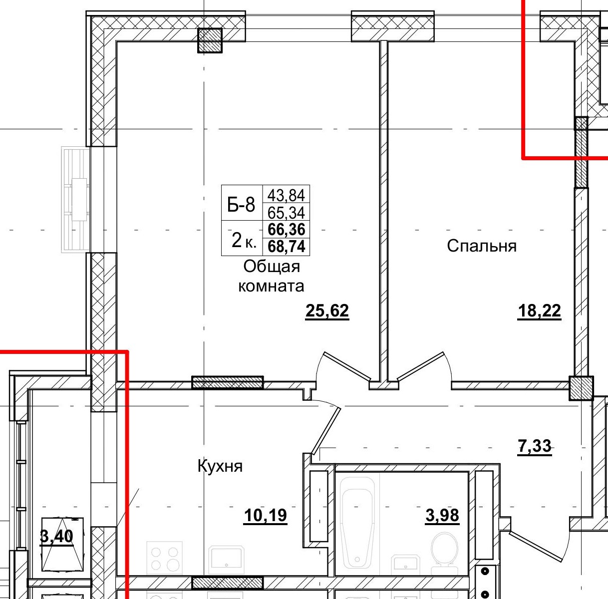 2 комн., 66.36 м²