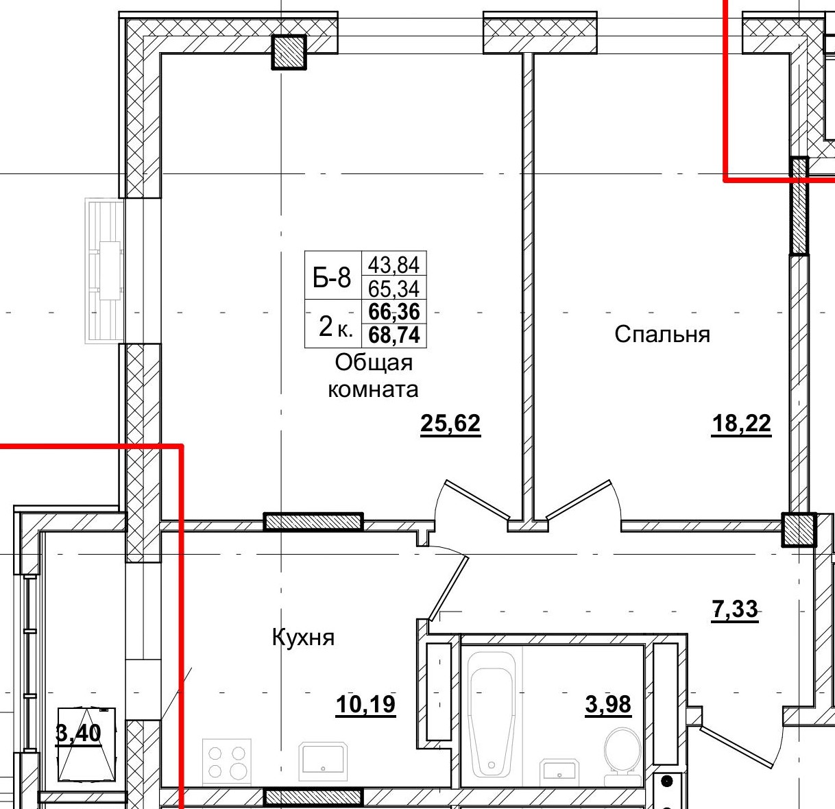 2 комн., 66.36 м²