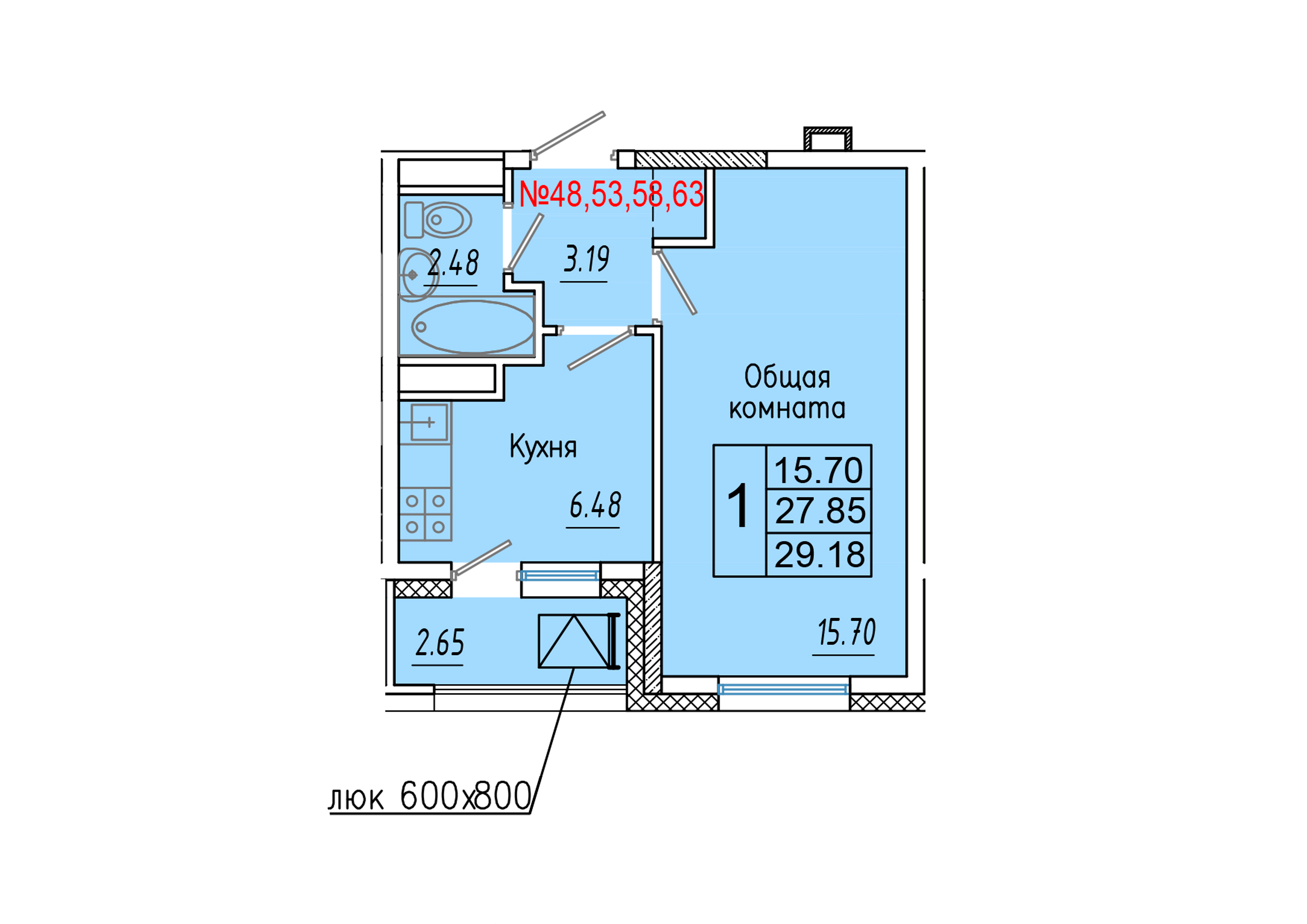 1 комн., 29.18 м²