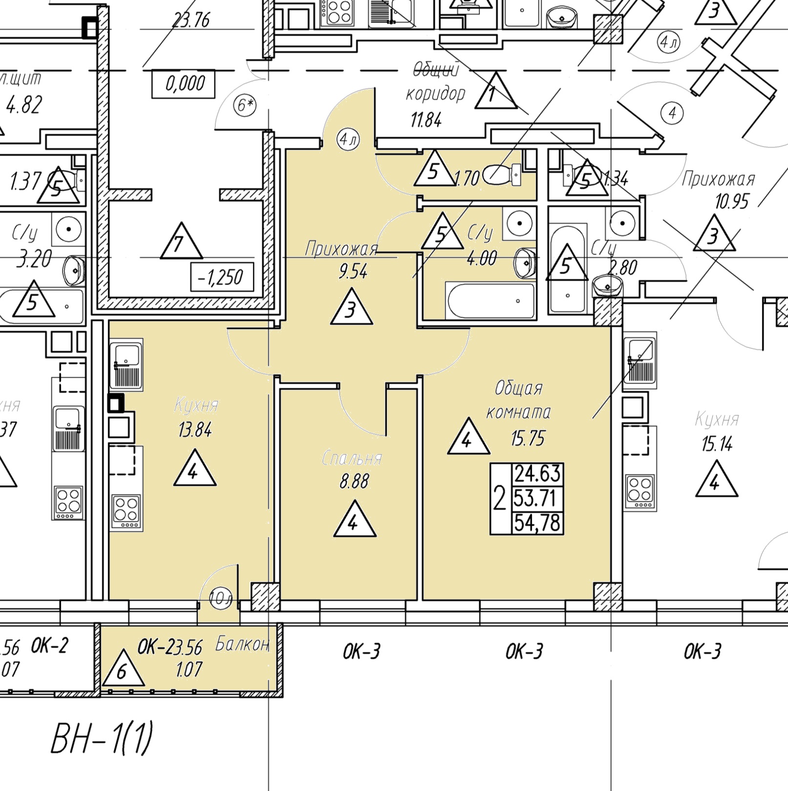 2 комн., 54.78 м²