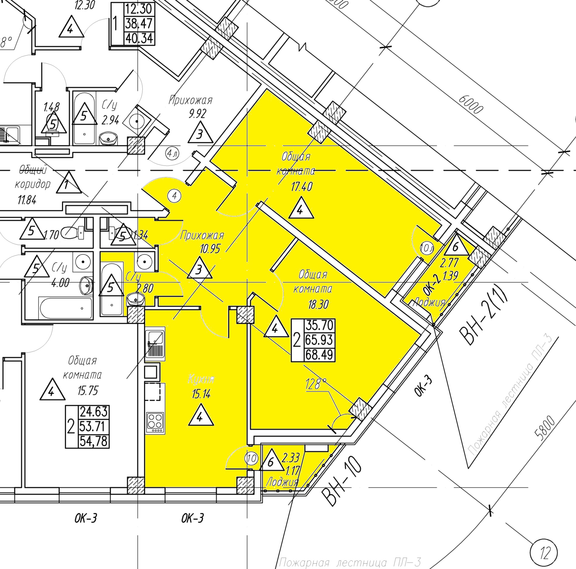 2 комн., 68.49 м²