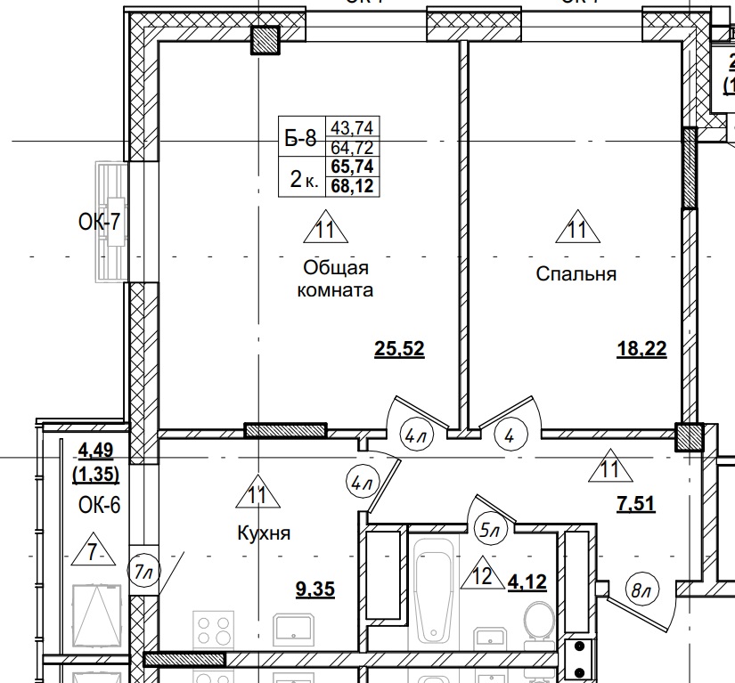 2 комн., 66.04 м²