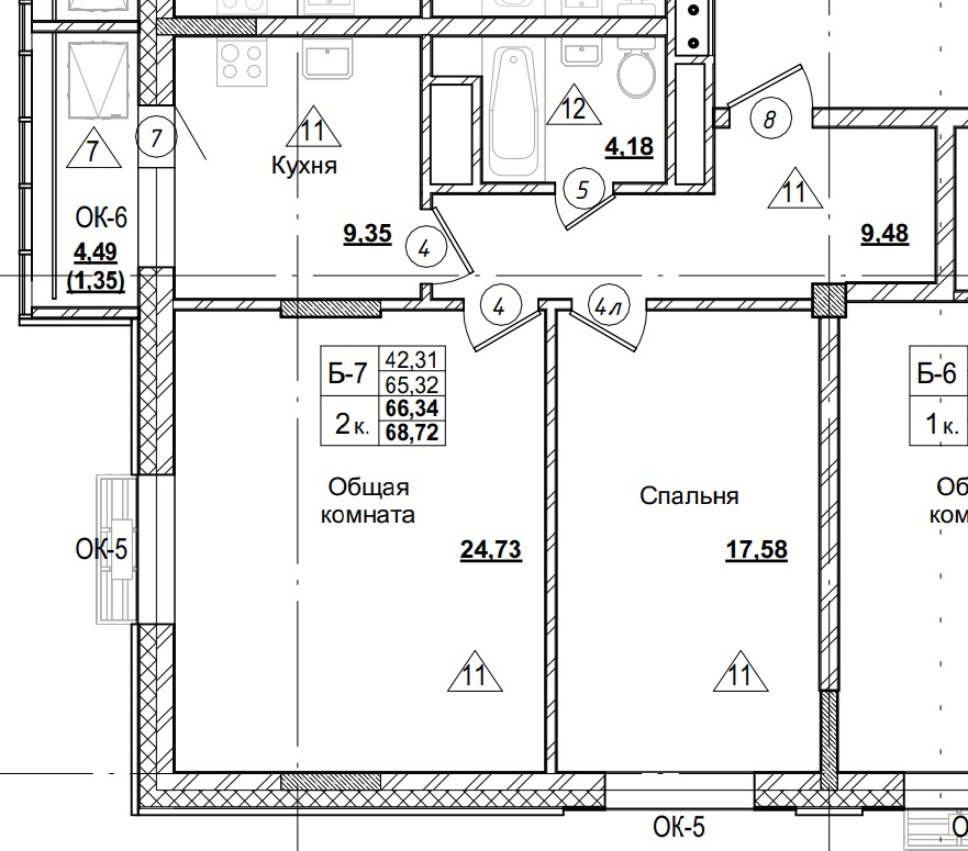 2 комн., 66.64 м²