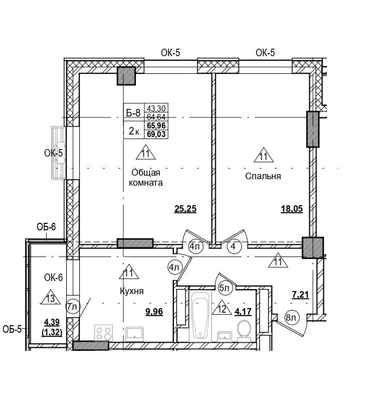 2 комн., 65.96 м²