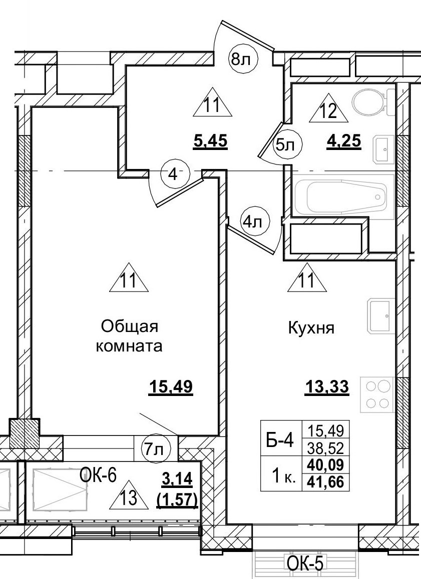 1 комн., 40.06 м²