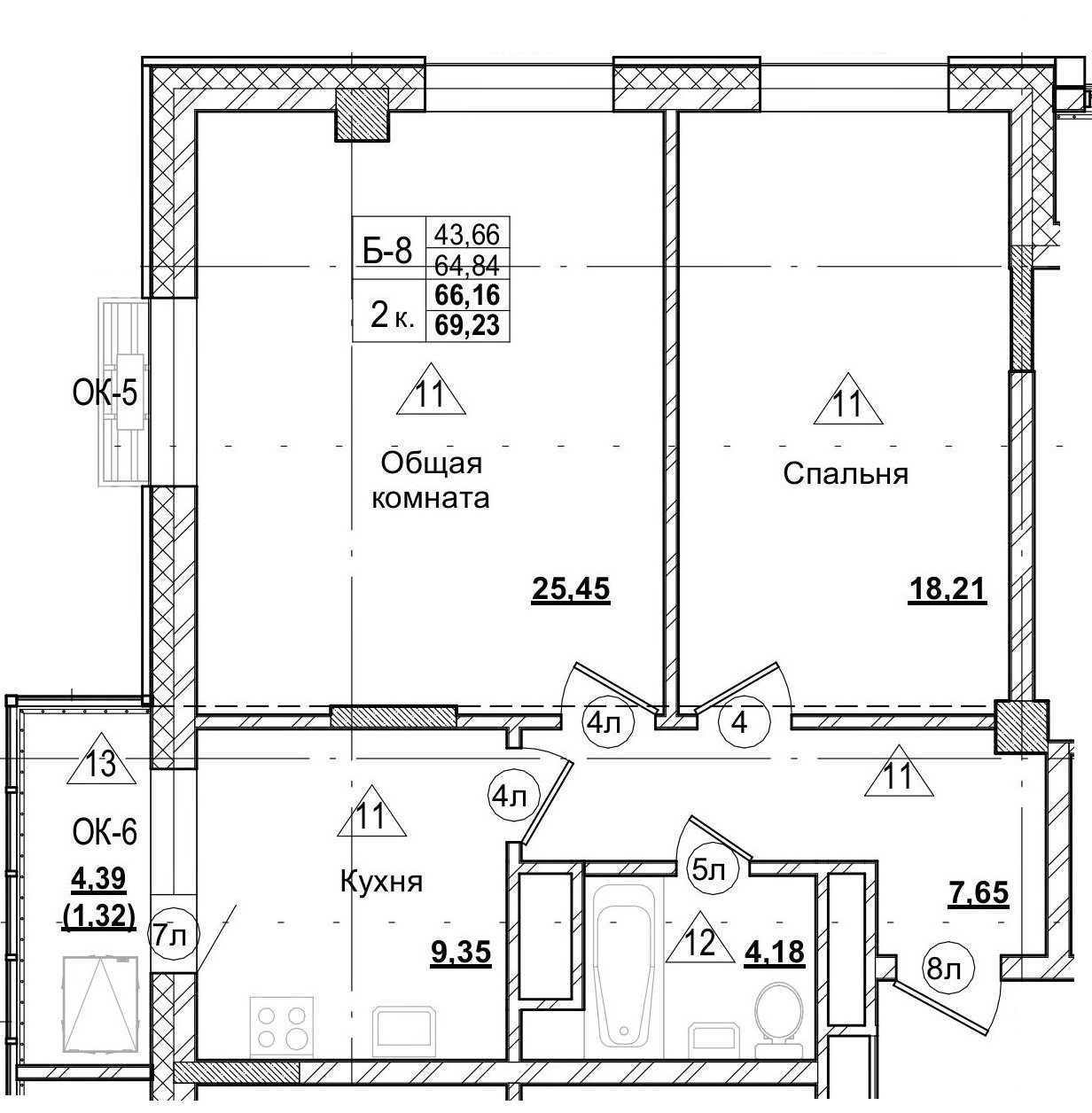 2 комн., 66.16 м²