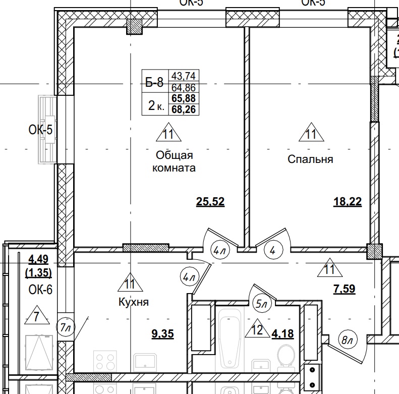 2 комн., 65.62 м²