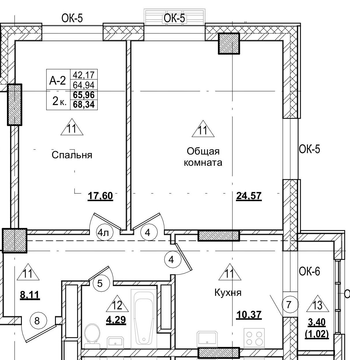 2 комн., 65.96 м²