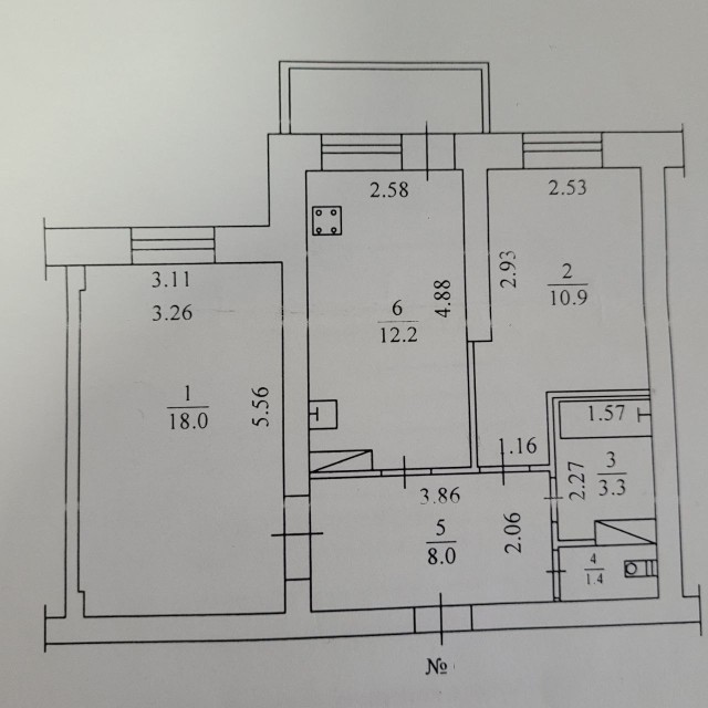 2 комн., 54 м², Монолитно-каркасный, Авиапорт 19