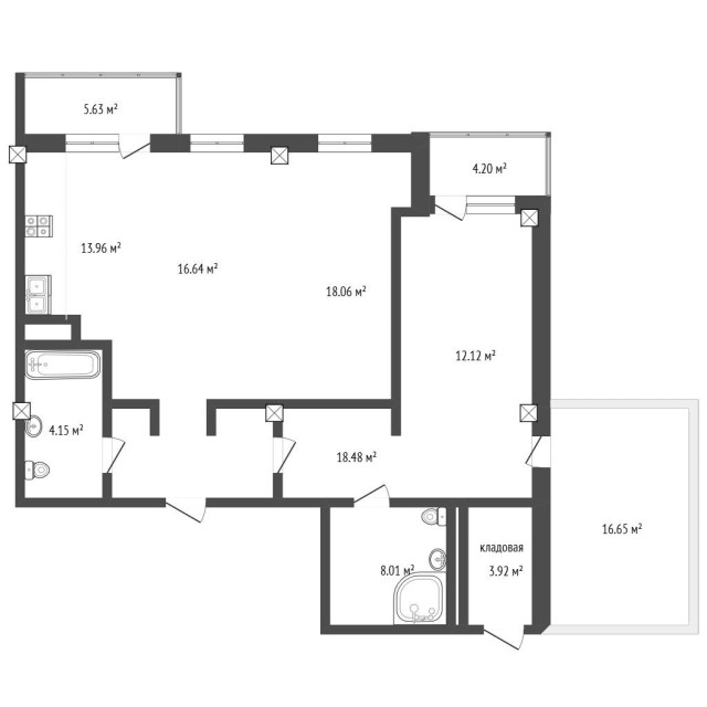 3 комн., 94 м², Монолитно-каркасный, 203 мкрн. 4
