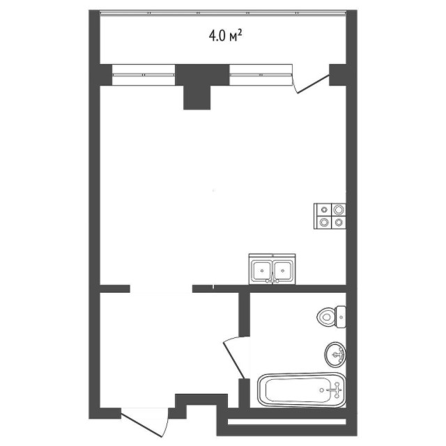 Студия, 25 м², Монолитно-каркасный, Авиапорт 3