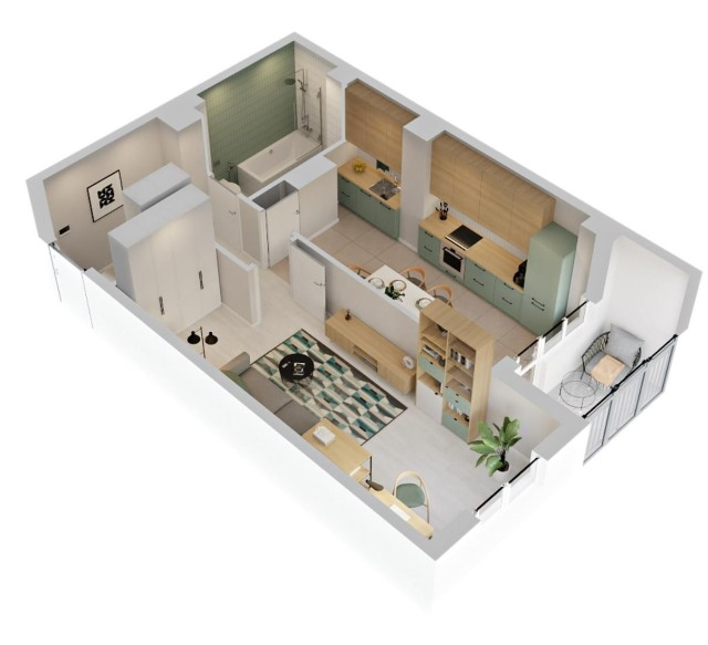 1 комн., Монолитно-каркасный, Борисовка-2 5