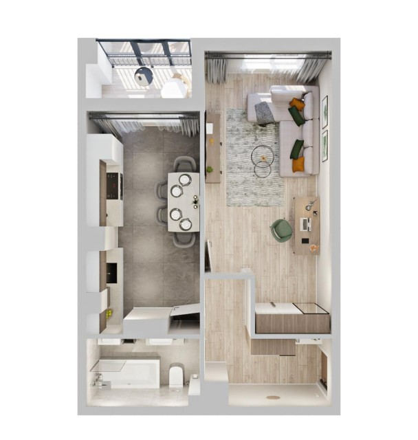 1 комн., Монолитно-каркасный, Борисовка-2 2