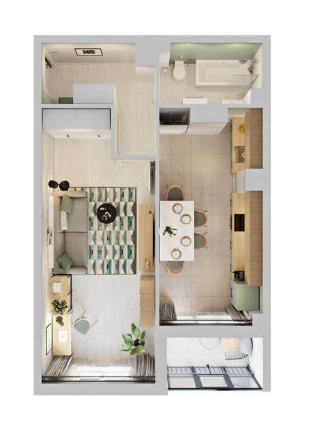 1 комн., Монолитно-каркасный, Борисовка-2 4