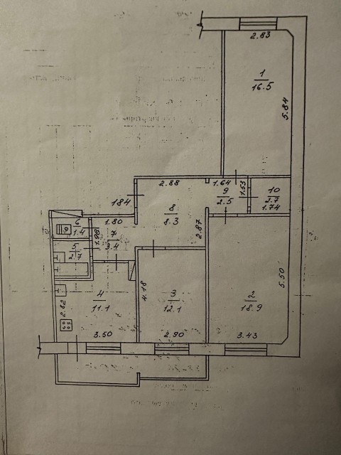 3 комн., 79 м², 112 серия, 202 мкрн. 13
