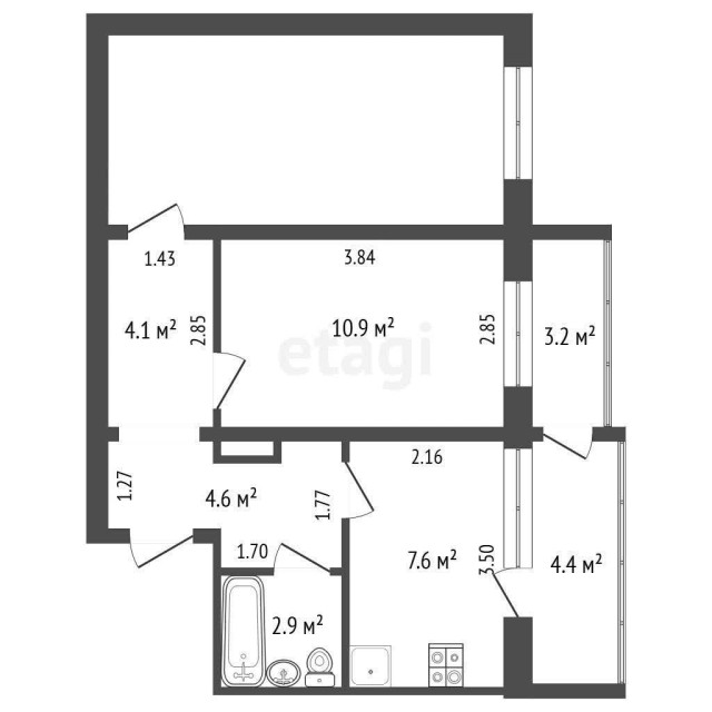 2 комн., 51 м², 112 серия, Дом быта 4