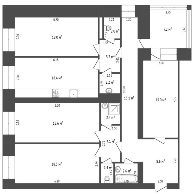 4 комн., 129 м², Инд. планировка, Покровский тракт 3