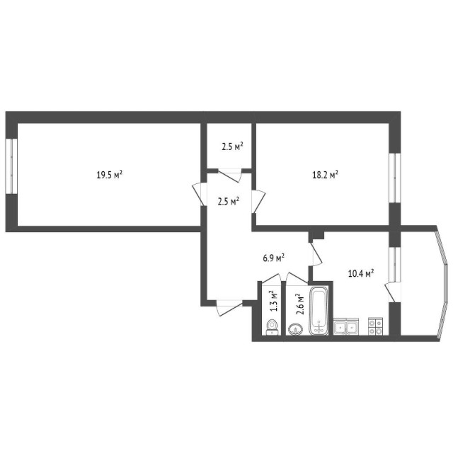 2 комн., 64 м², 112 серия, Сахацирк 4