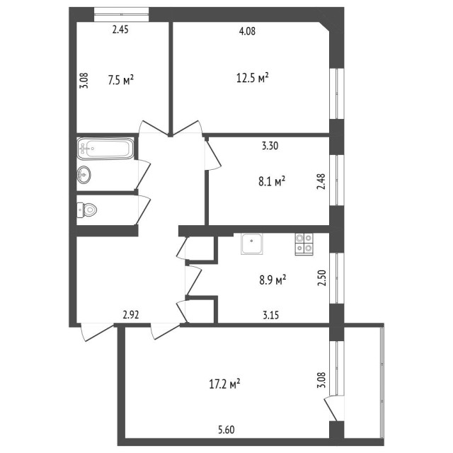 4 комн., КПД, Рабочий городок, Водоканал 3
