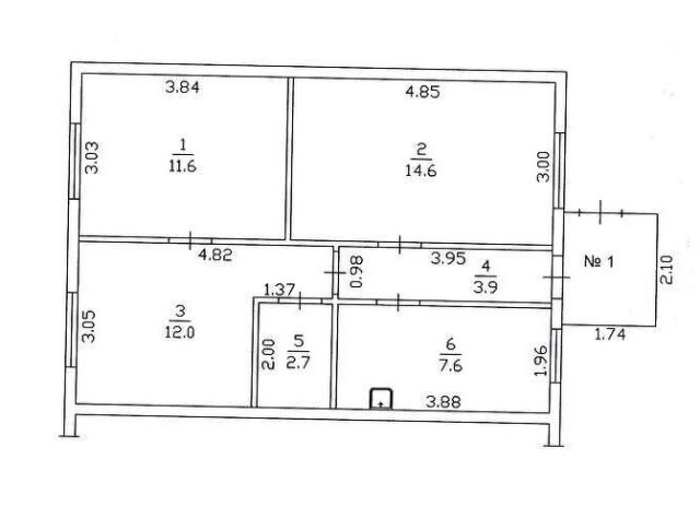 3 комн., 52 м², Дерев. ч/б, Сайсары 5