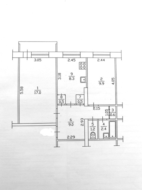 2 комн., 50 м², КПД, Центр - район пл. Орджоникидзе 4