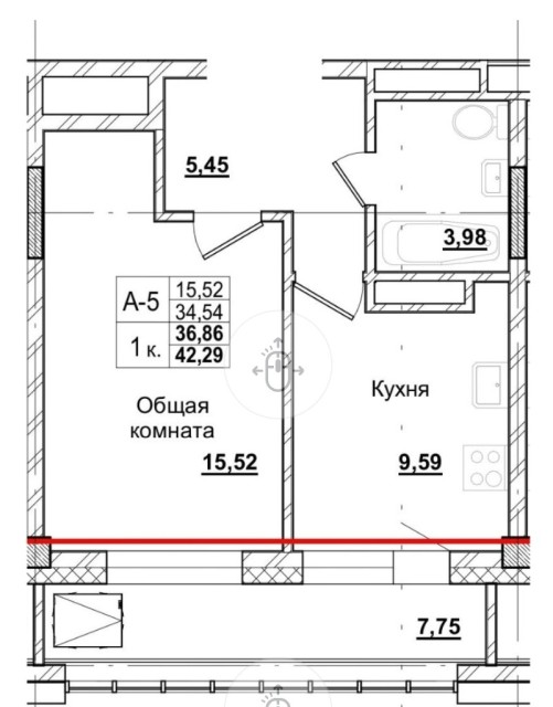 1 комн., Монолитно-каркасный, Вилюйский тракт