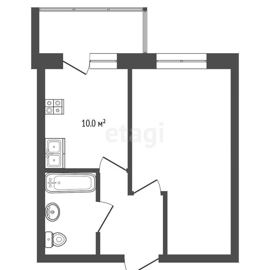 1 комн., 29 м², Монолитно-каркасный 10