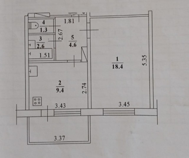 1 комн., 36 м², 112 серия, Центр - район пл. Дружбы 7