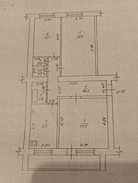 3 комн., 75 м², Блочный, Сайсары