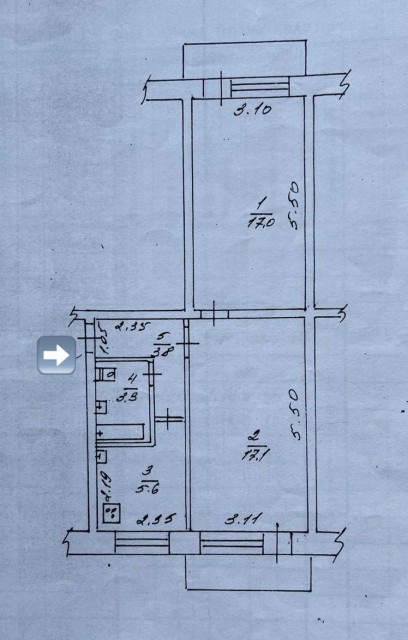 2 комн., 46 м², КПД, Дом быта 6