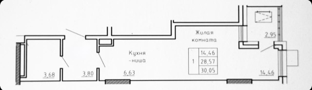 1 комн., 30 м², Монолитно-каркасный, Глазная больница